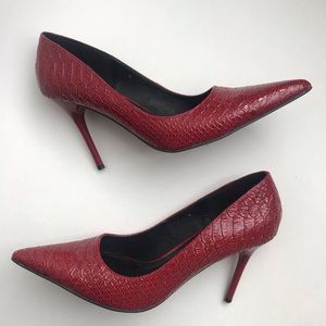 Roberto Vianni Red Snake Print Leather Pumps sz 8